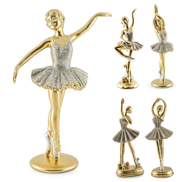Escultura Bailarina Clássica Decorativa Enfeite Elegante Em Resina 20x7cm